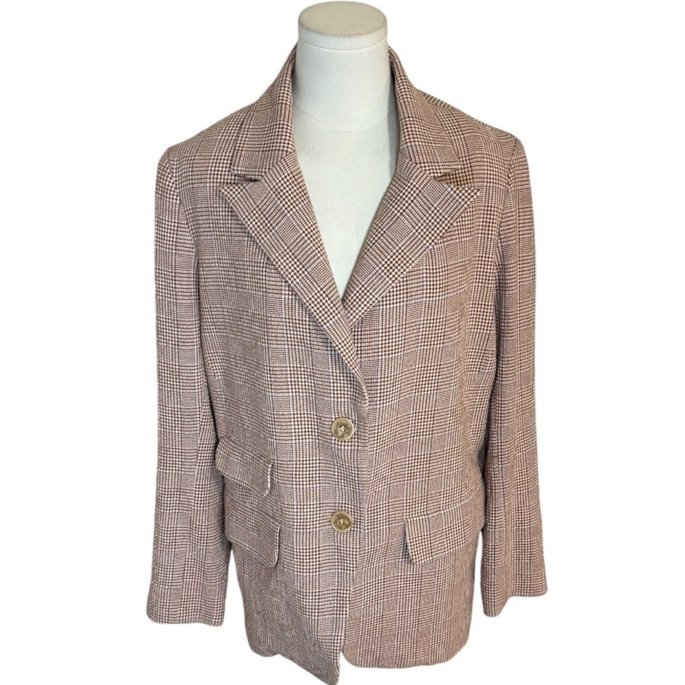 WE THE FREE PEOPLE Houndstooth Blazer Jacket Oversized Size S Fall Soft‎ Casual